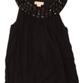 MICHAEL KORS Chemisier sans manches pour femme UK 12 en coton noir moyen