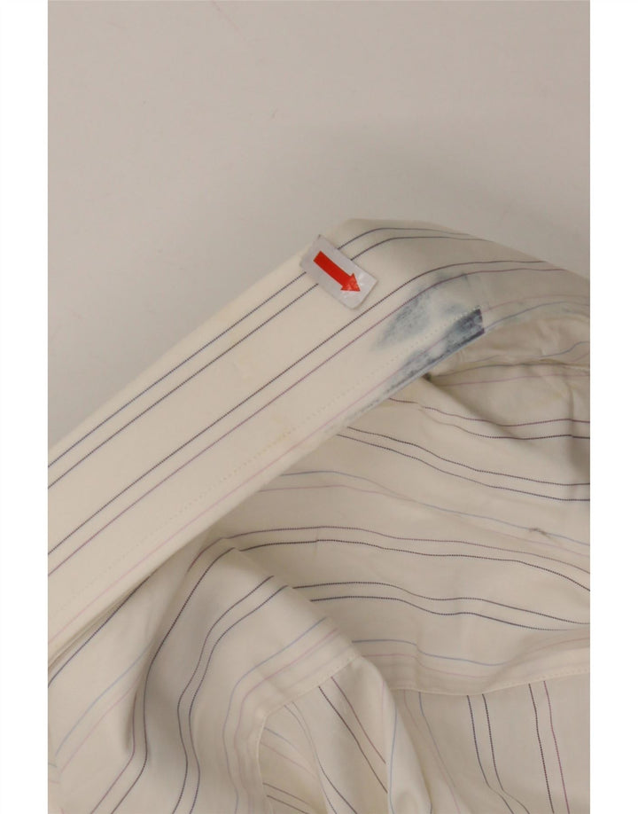 MASSIMO DUTTI Chemise Homme Taille 43 Grand Coton Rayé Blanc