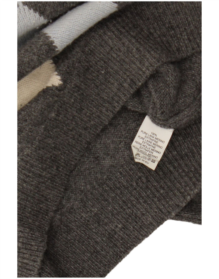 VINTAGE Pull ras du cou pour femme UK 14 Gris moyen Argyle/Diamant