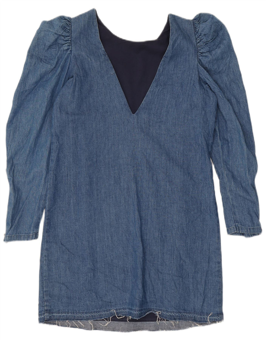 robe en denim à manches longues vintage pour femmes UK 12 Bleu moyen