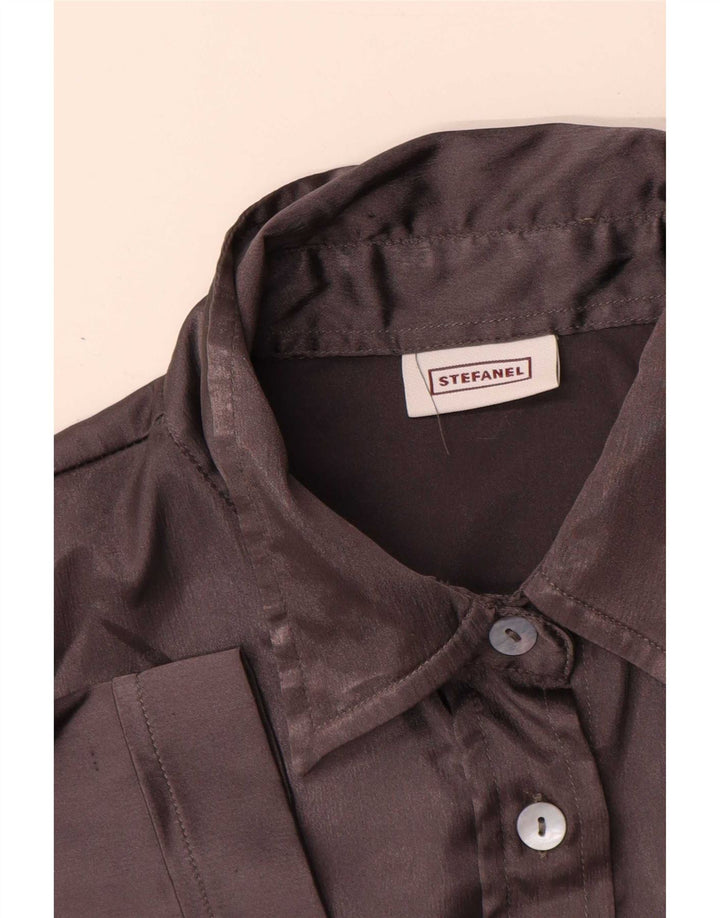 Stefanel Chemise à manches courtes pour femme UK 14 Large Gris