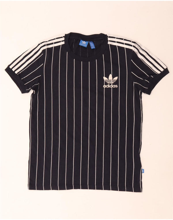 Adidas T-shirt surdimensionné pour femme UK 4 XS en coton rayé bleu marine
