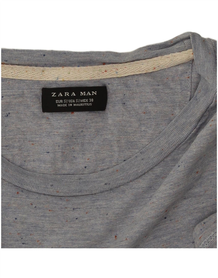 Zara T-Shirt Homme Haut Petit Bleu Moucheté