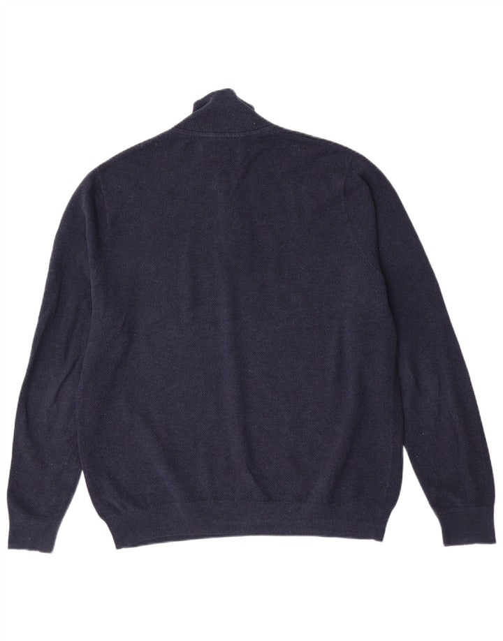John Lewis Pull à col zippé pour homme en coton bleu marine Taille L