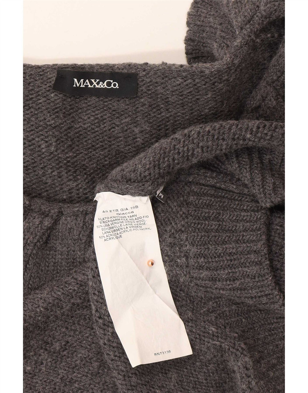 Max & Co. Pull cardigan court pour femme UK 12 laine gris moyen