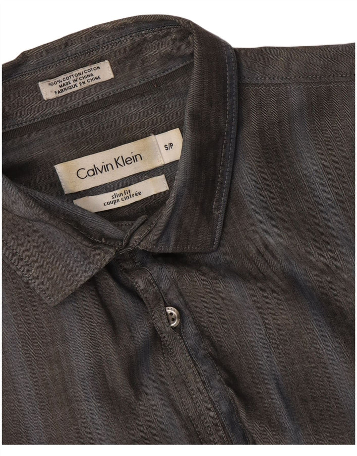 Calvin Klein Chemise Slim Fit Petit Gris à Chevrons en Coton