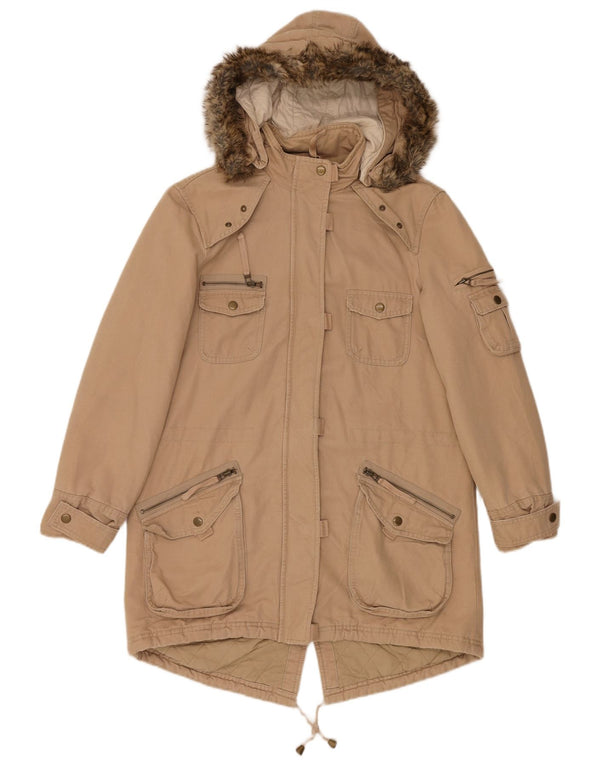Marks & Spencer Veste parka surdimensionnée à capuche pour femme UK 10 Small Beige