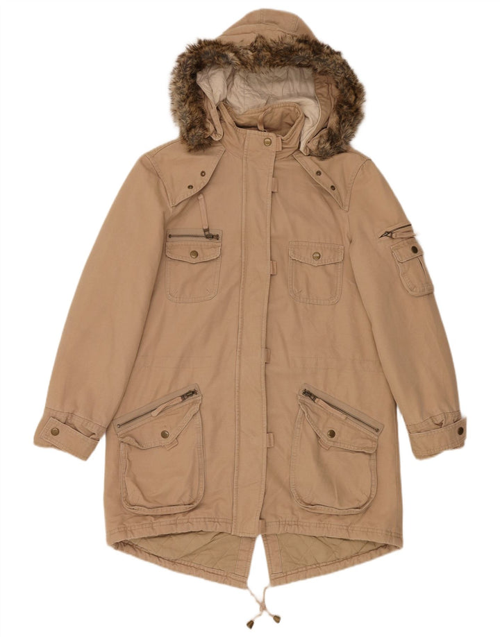 Marks & Spencer Veste parka surdimensionnée à capuche pour femme UK 10 Small Beige