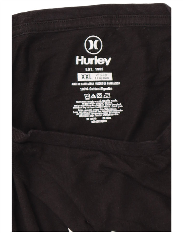 HURLEY T-Shirt Graphique Homme Top XL Noir Coton