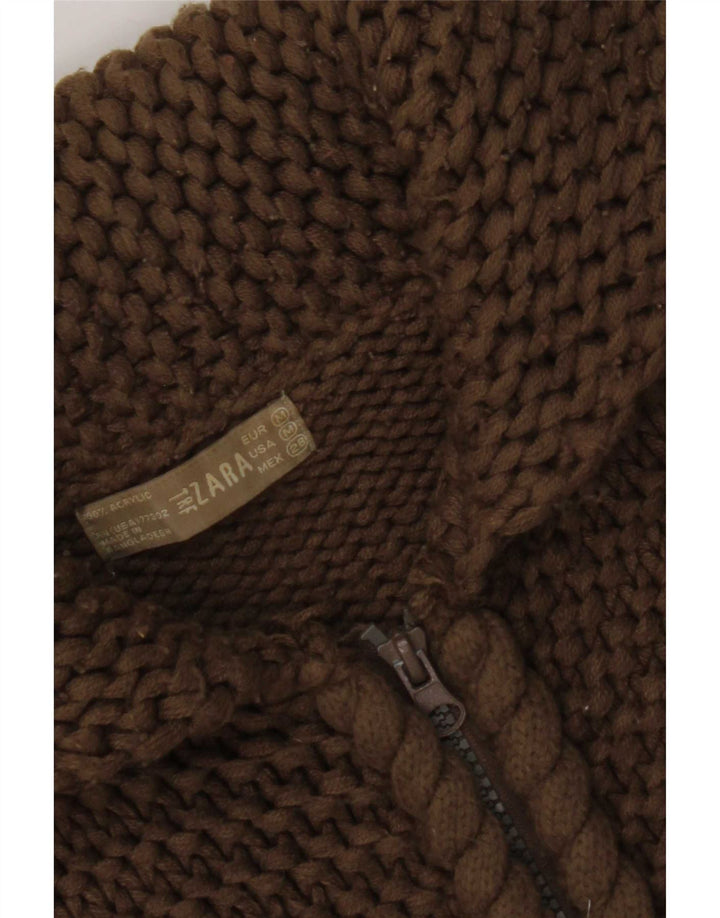 Zara Cardigan à capuche pour femme UK 12 Marron moyen