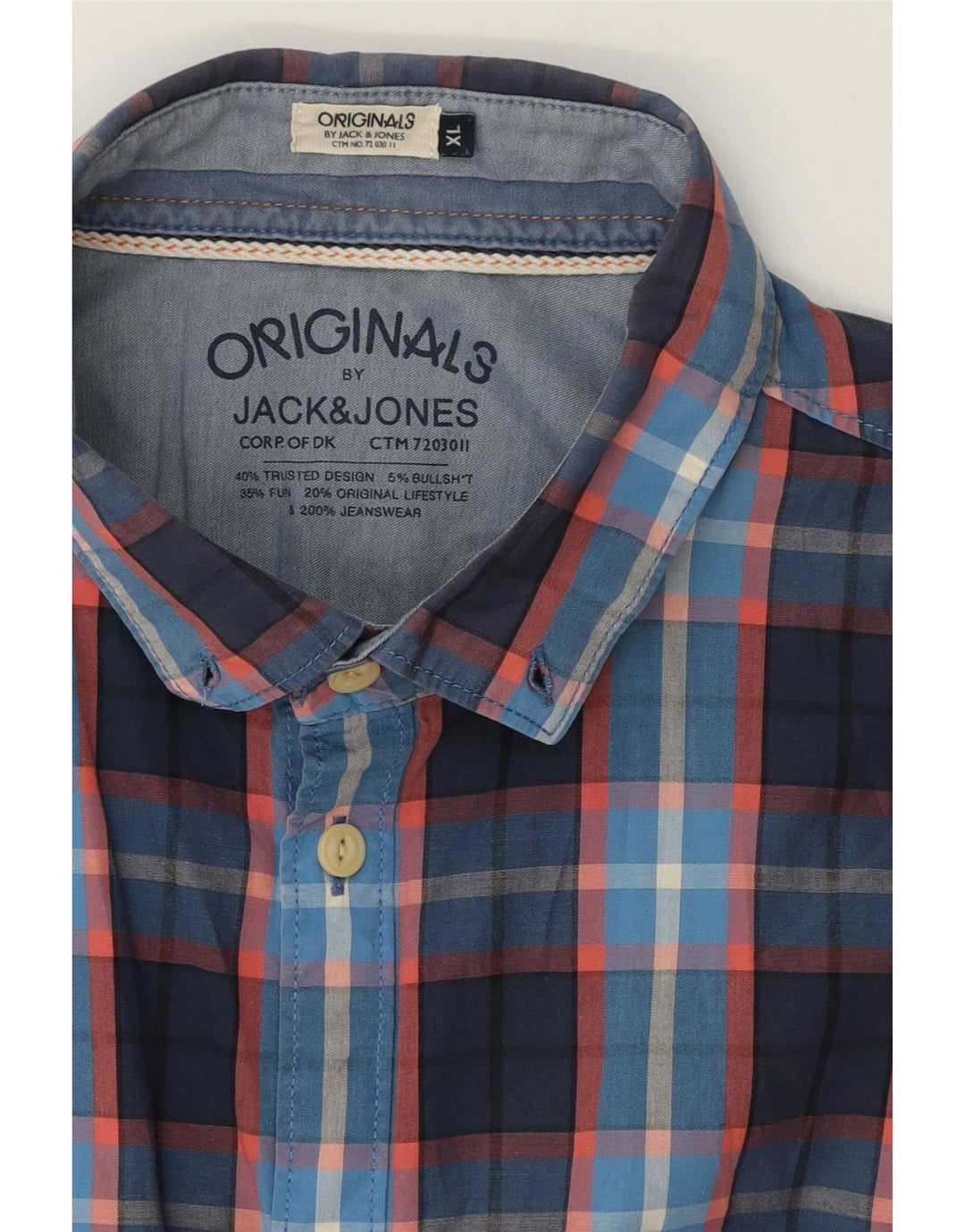 Jack & Jones Chemise à Manches Courtes Homme XL Bleu Marine à Carreaux