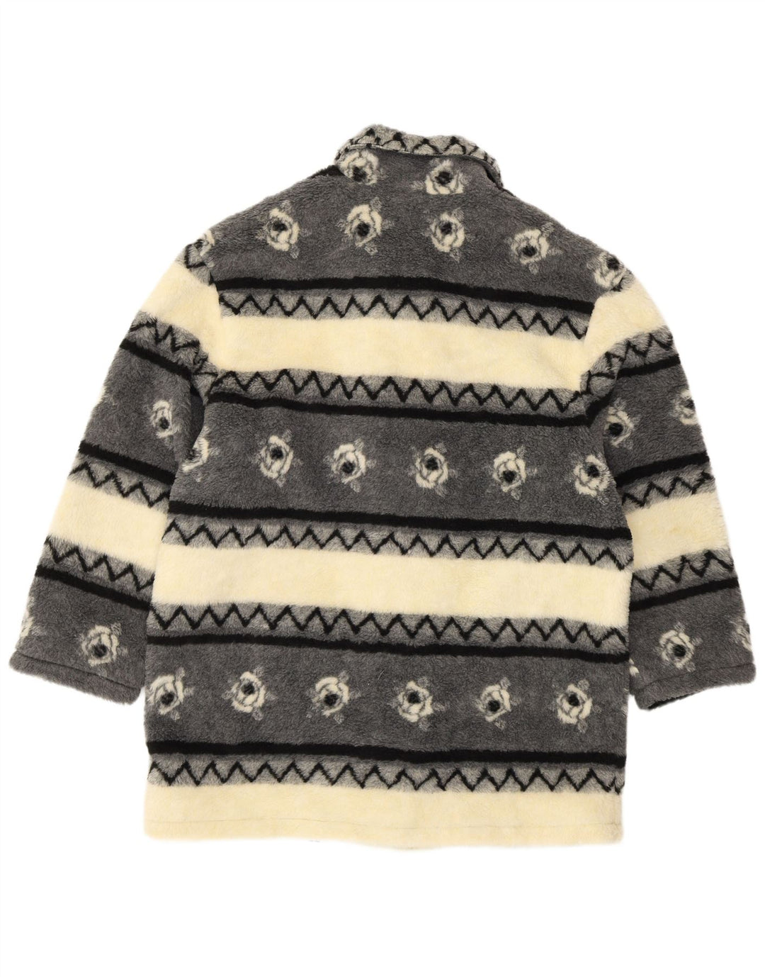 VINTAGE Femmes Sherpa Coupe-vent Manteau UK 20/22 2XL Beige Rayé