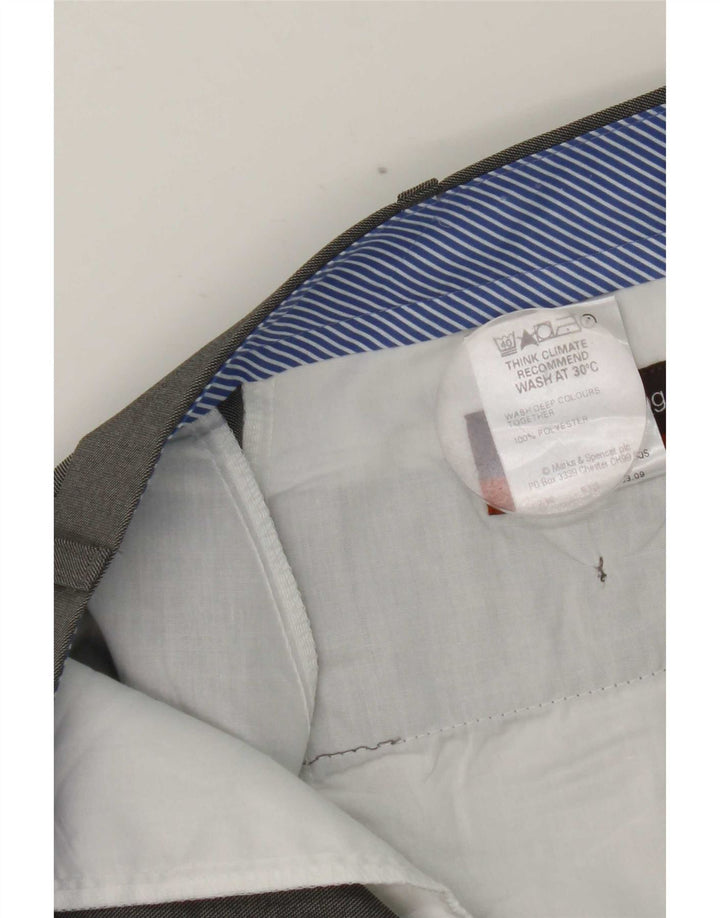 Marks & Spencer Pantalon de Costume Droit Homme W38 L29 Gris Polyester