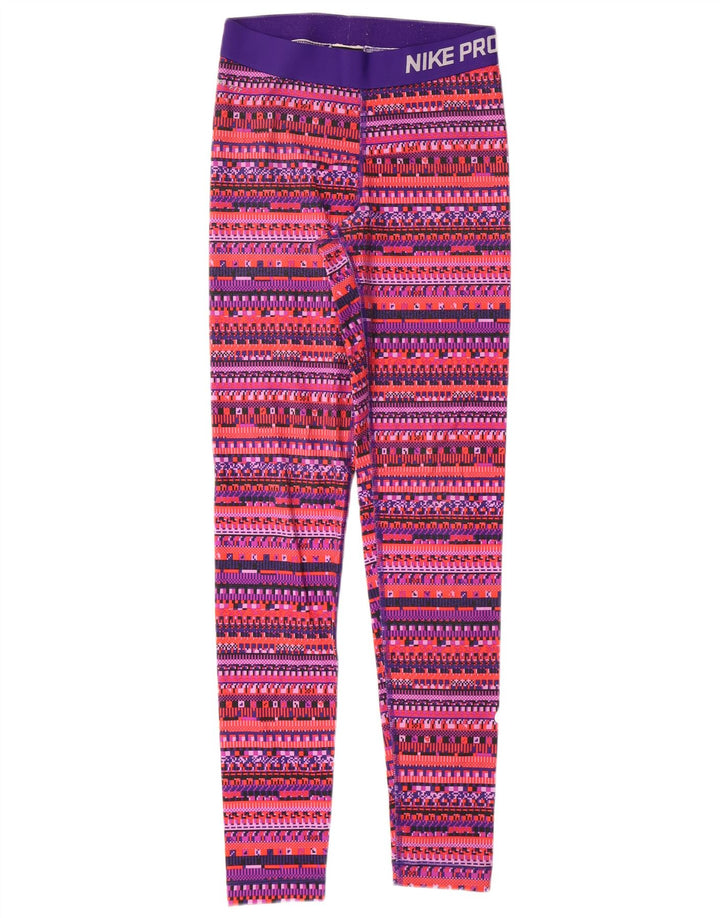 NIKE Legging graphique Dri Fit pour femme UK 8 petit motif géométrique multicolore