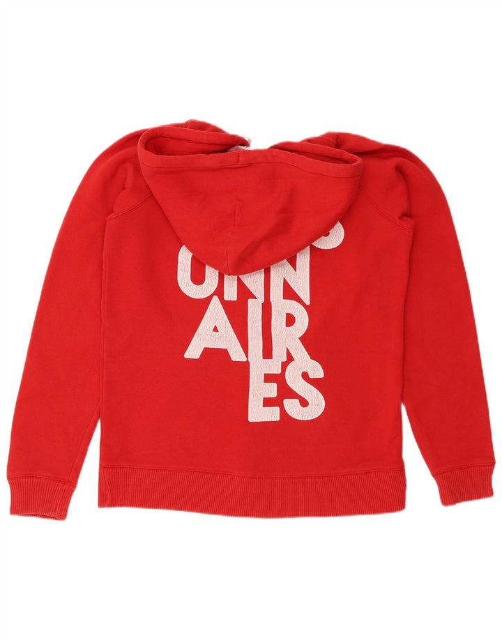 Jack Wills Pull à capuche zippé graphique pour femme UK 14 Grand coton rouge