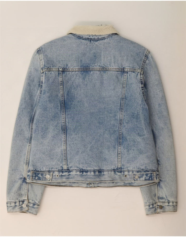 Levi's Veste Denim Sherpa Femme UK 16 Large Bleu Polyester