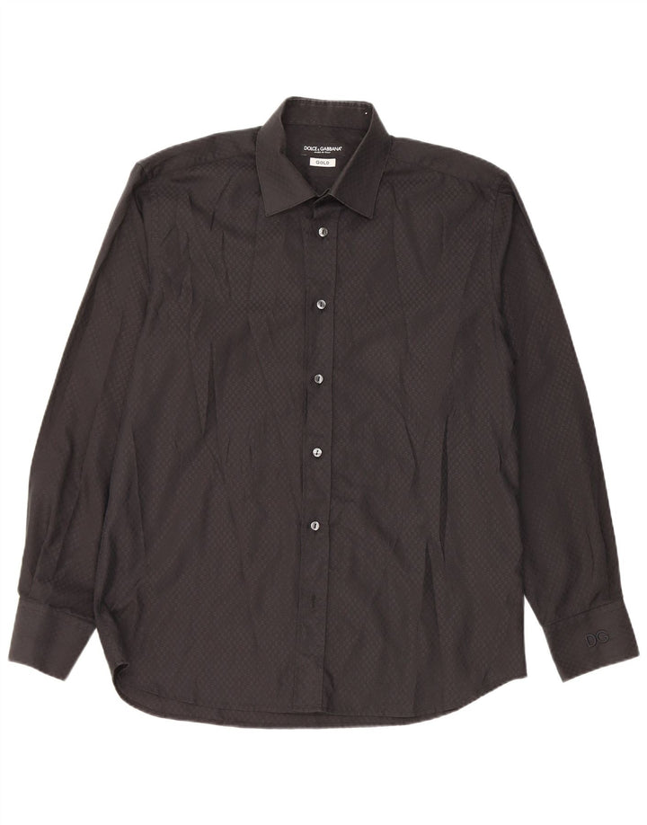 Dolce & Gabbana Chemise Homme Taille 41 16 Grand Coton Géométrique Noir