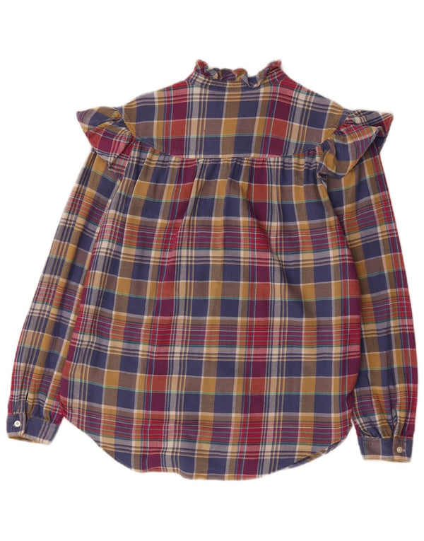 Polo Ralph Lauren Chemise à volants sur le devant pour femme US 10 Grand carreaux multicolores
