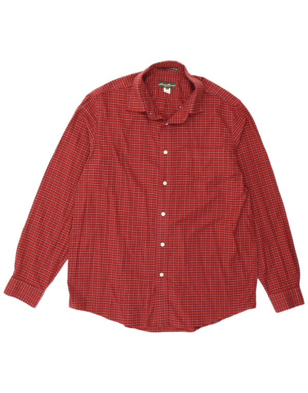 Eddie Bauer Chemise décontractée en flanelle pour homme en coton à carreaux bordeaux