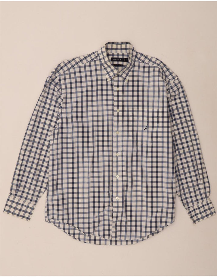 Nautica Chemise Homme Grand Carreau Blanc Coton