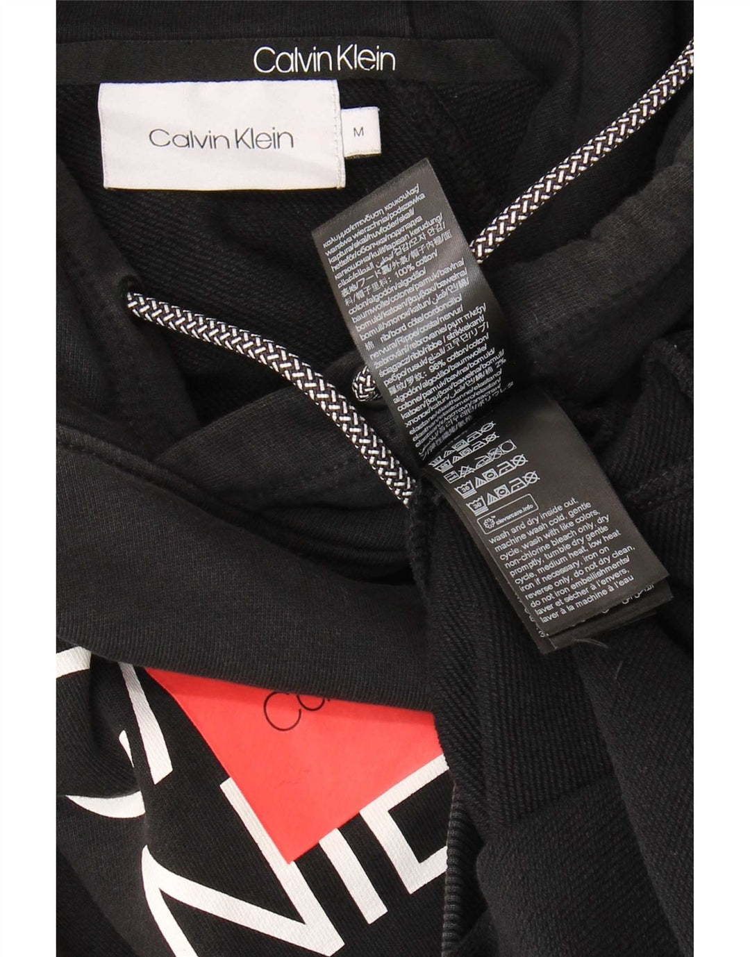 Calvin Klein Pull à capuche graphique pour homme en coton noir moyen
