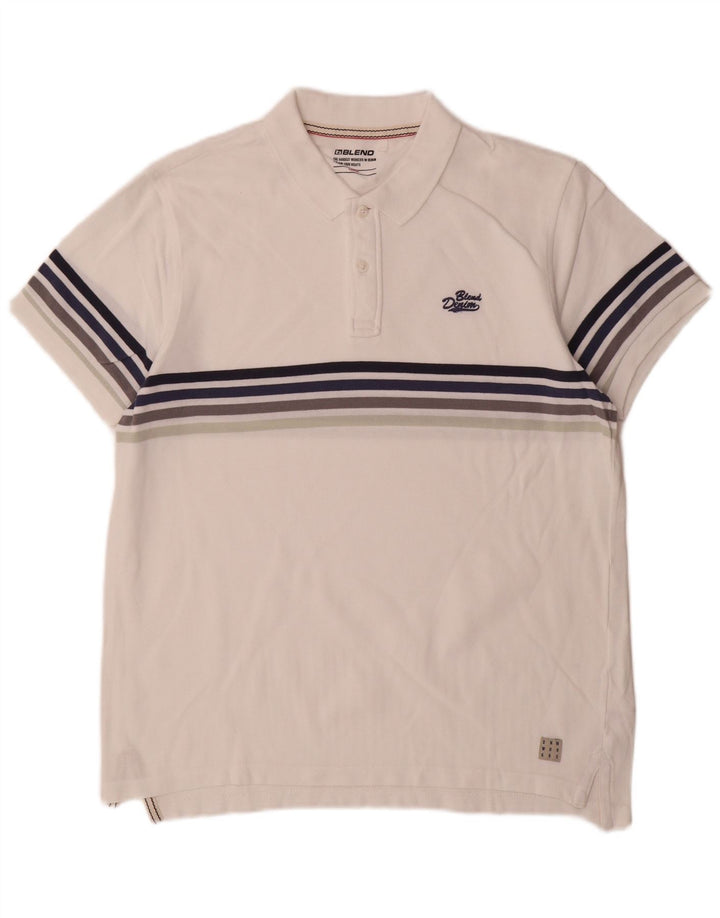 Blend Polo Homme Grand Coton Rayé Blanc