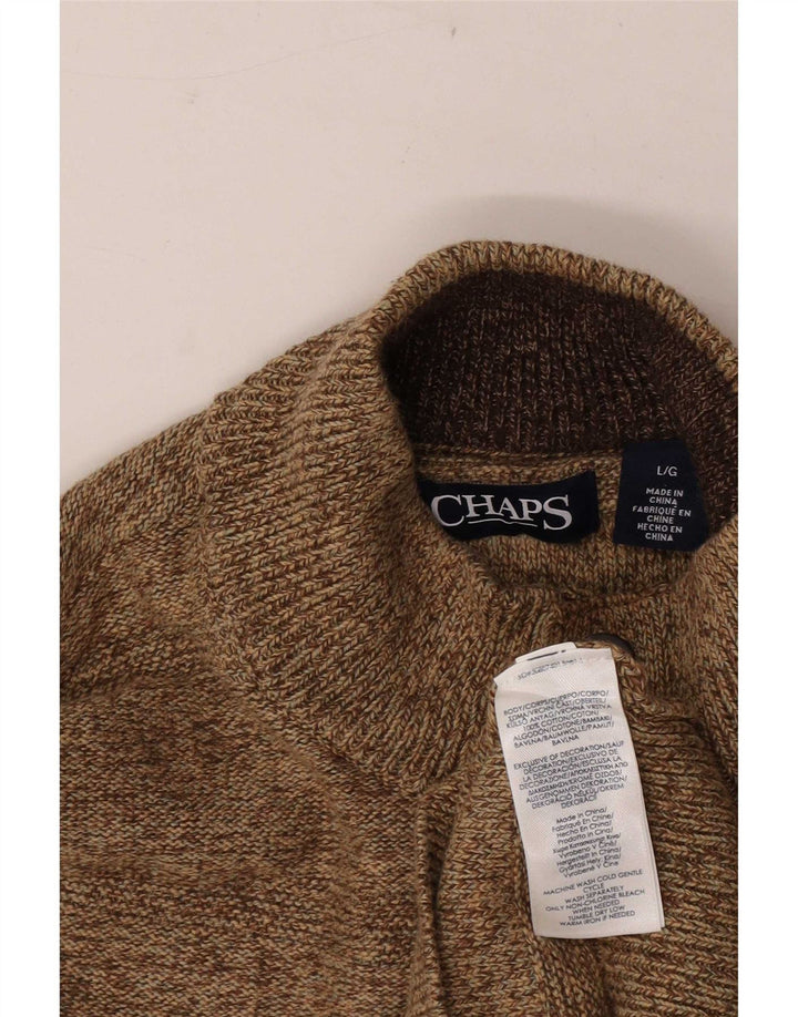 Chaps Pull à col boutonné pour homme en coton marron Taille L