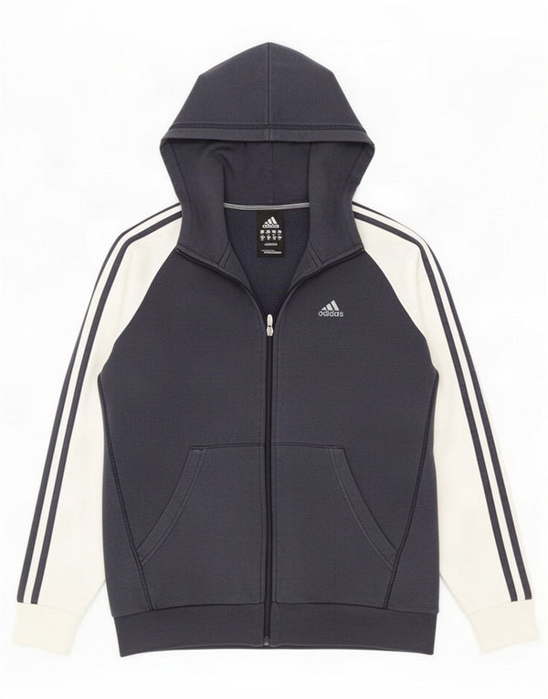 Pull à capuche zippé Adidas pour garçons 15-16 ans Bleu marine Colourblock Cotton