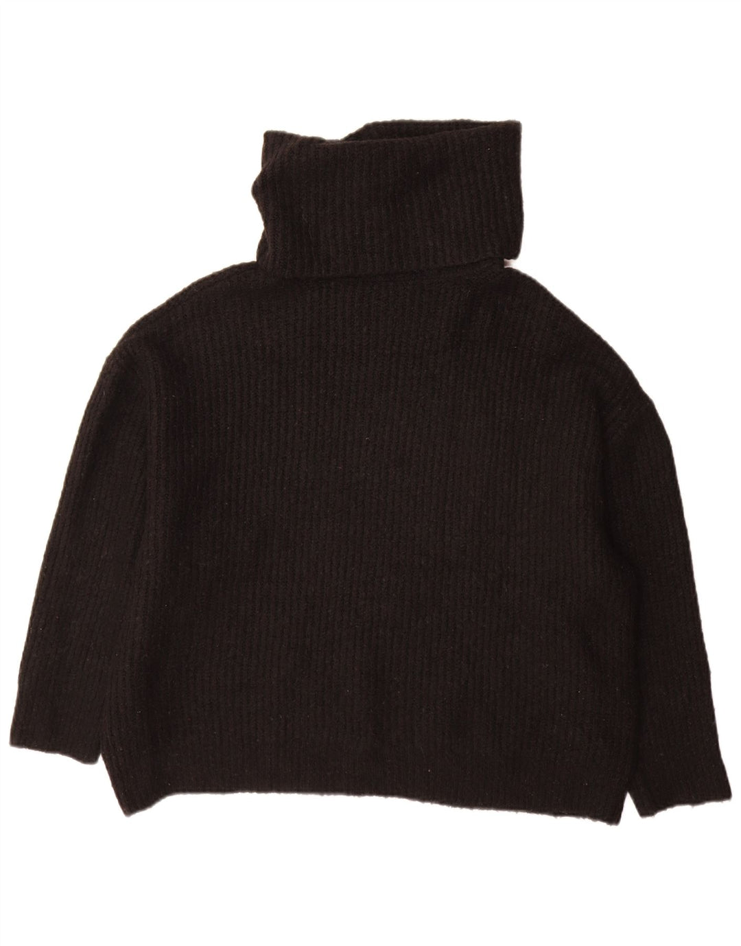 Zara Pull surdimensionné à col roulé pour femme UK 10 Petit Acrylique Noir