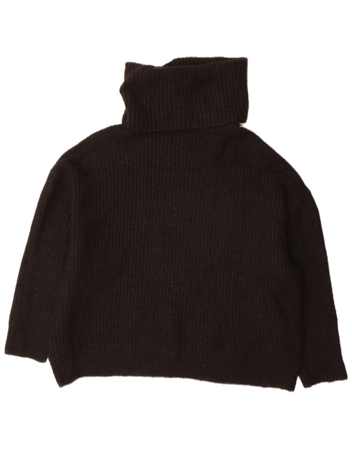 Zara Pull surdimensionné à col roulé pour femme UK 10 Petit Acrylique Noir