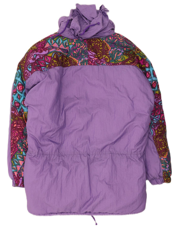 Brugi Veste de ski rembourrée à capuche coupe ample pour femme IT 46 Large Purple Paisley