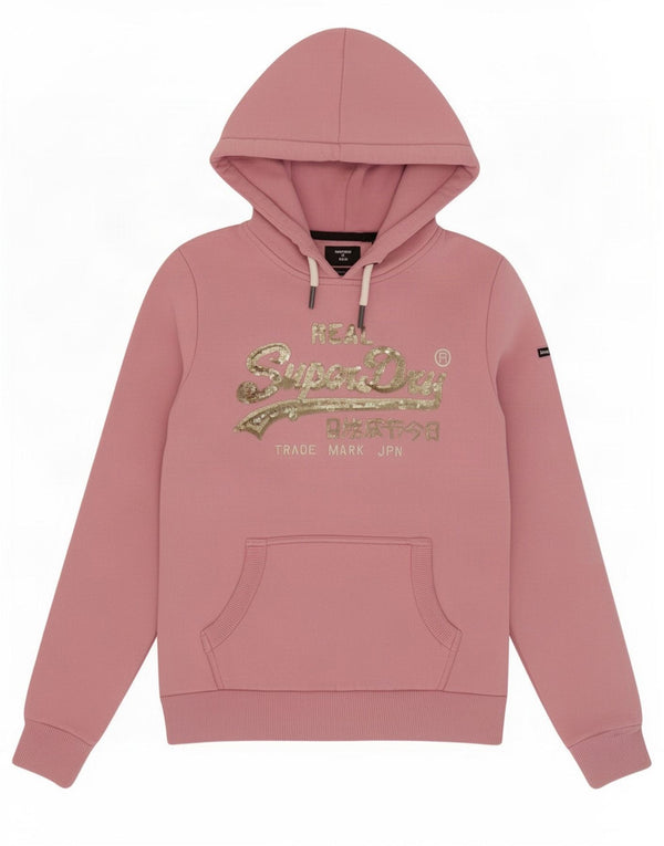 Superdry Pull à capuche graphique pour femme UK 8 Small Rose Coton