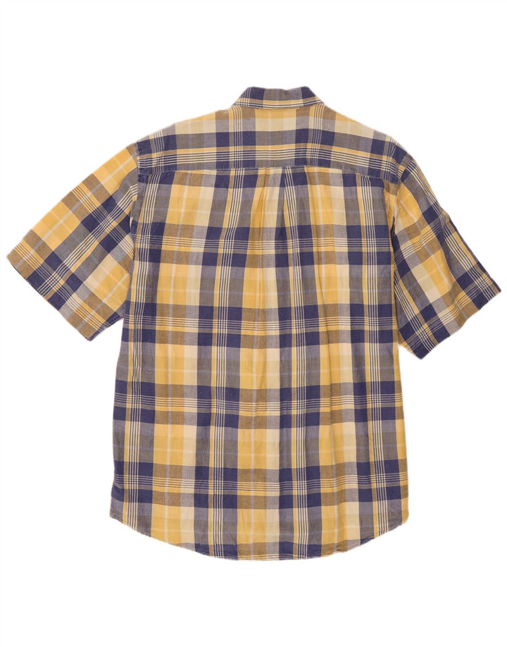 Trussardi Chemise à Manches Courtes Grand Carreau Bleu Homme