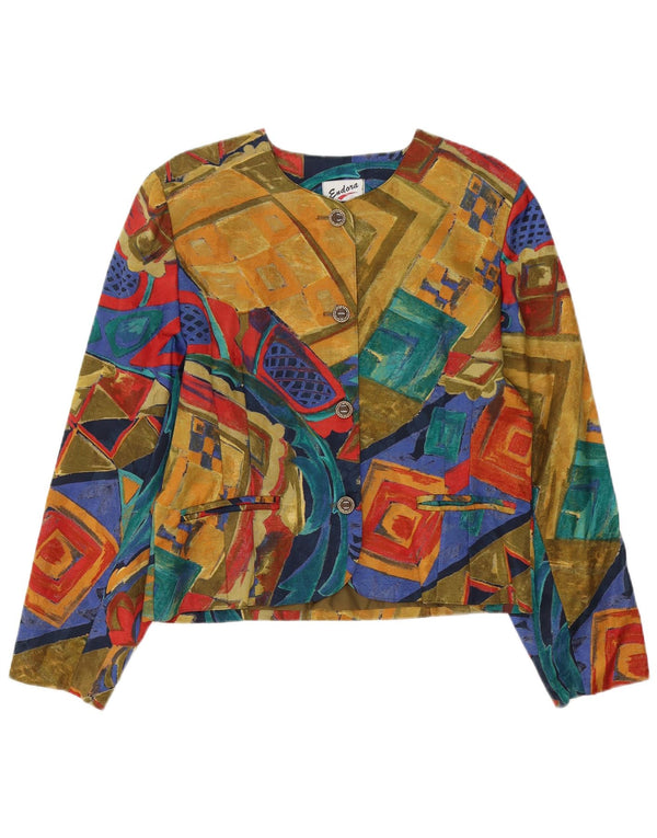 Endora Veste Blazer 4 Boutons pour Femme UK 14 Grand Multicolore Géométrique