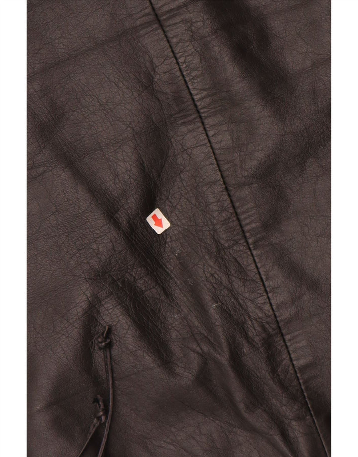 VINTAGE Jupe en cuir femme EU 34 XS W24 Cuir noir