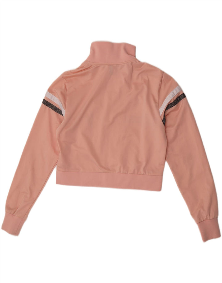 Ellesse Femmes Crop Survêtement Top Veste UK 10 Petit Rose Rayé Polyester
