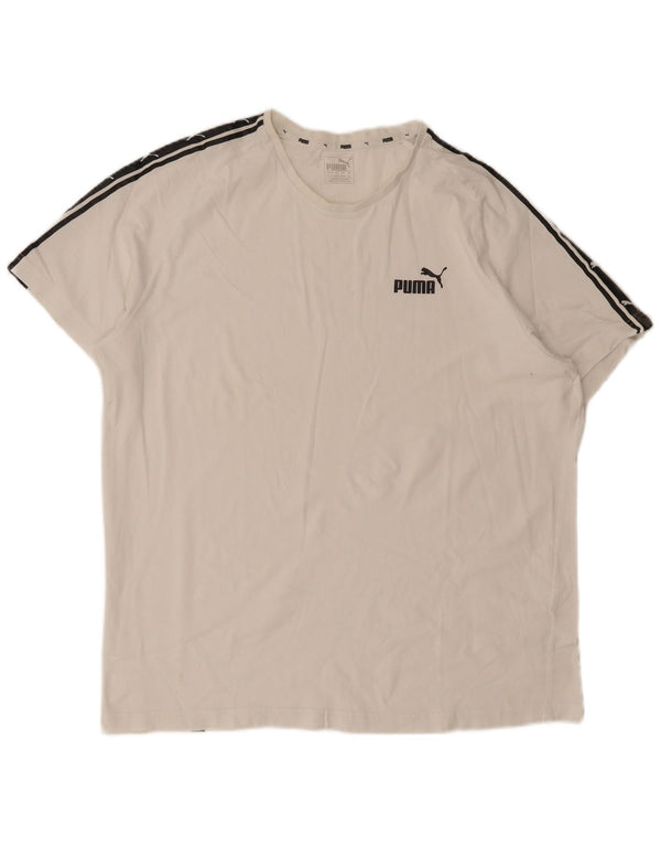 Puma T-shirt graphique pour homme 2XL en coton color block blanc