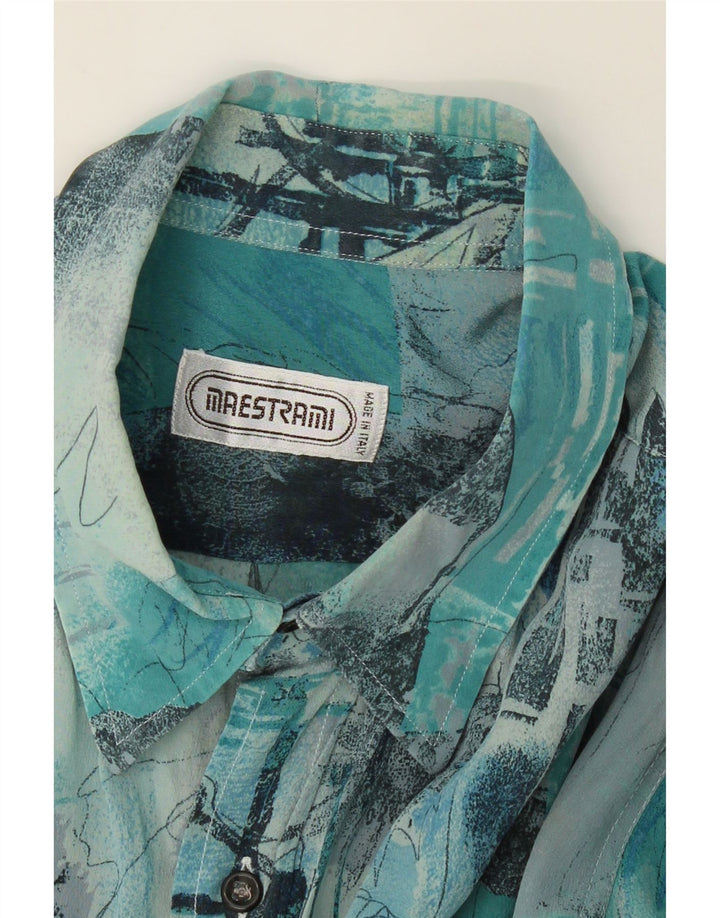 VINTAGE Mens Short Sleeve Shirt Large Blue Floral Vintage Vintage and Second-Hand Vintage from Messina Hembry 