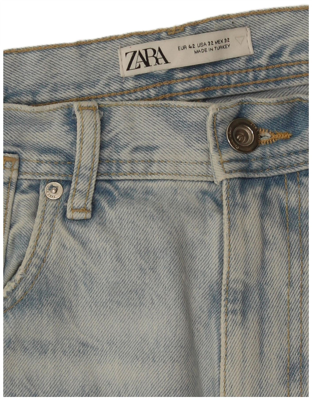 Zara Jean fuselé en détresse pour homme EU 42 Large W32 L26 Bleu