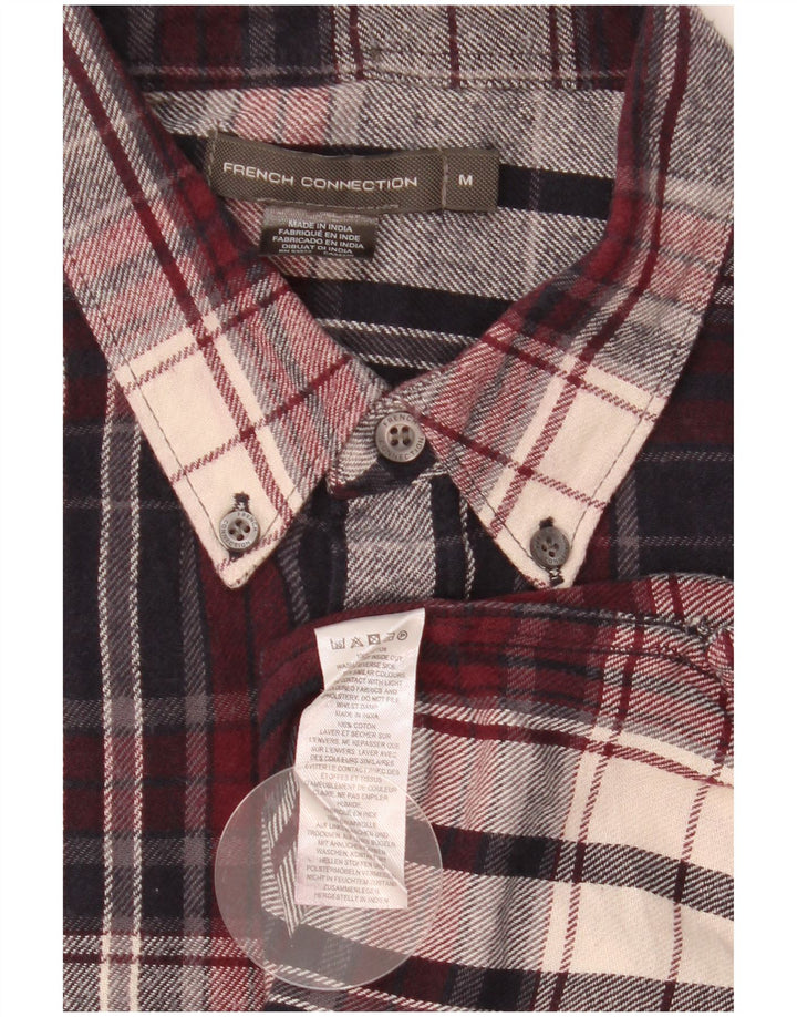 French Connection Chemise en Flanelle Homme en Coton à Carreaux Bordeaux Moyen