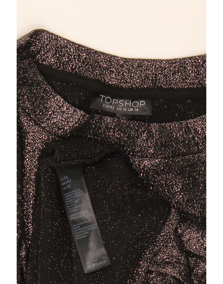 Topshop Chemisier court pour femme UK 44 Large Noir Viscose