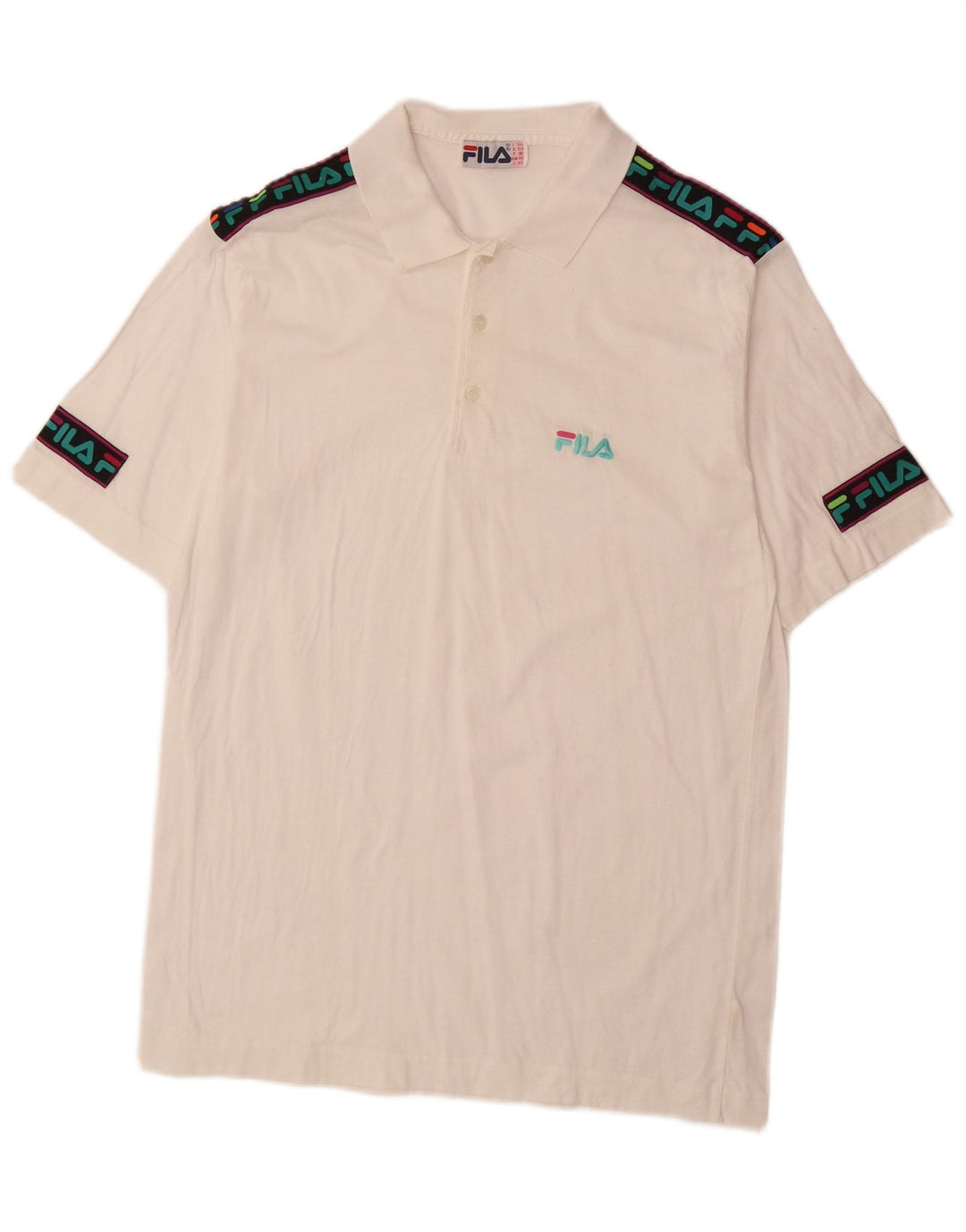 FILA Polo graphique homme IT 50 coton color block blanc moyen