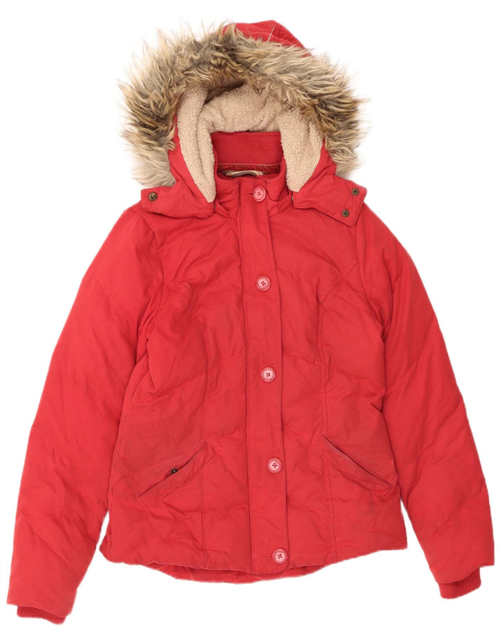 FAT FACE Veste matelassée à capuche pour femme UK 10 Small Rouge Polyester