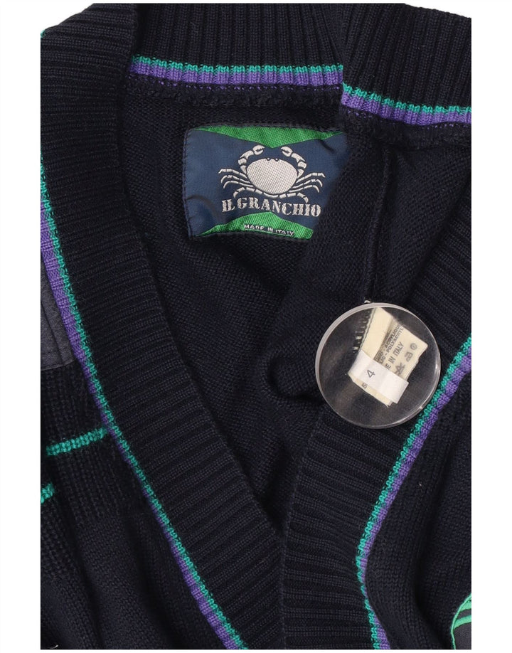 Il Granchio Pull Cardigan Homme Bleu Marine Moyen Laine Colorblock