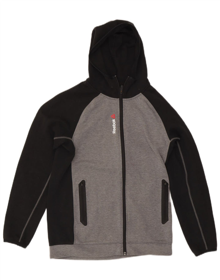 REEBOK Pull à capuche zippé pour homme Petit Gris Colorblock Polyester