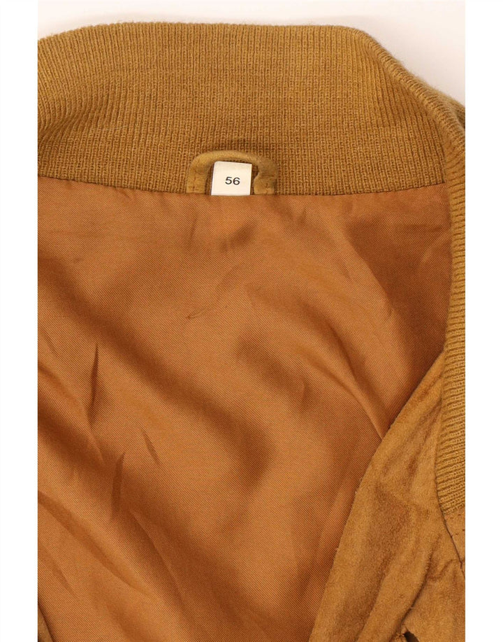 Veste Bomber En Daim Vintage Homme IT 56 3XL Cuir Beige
