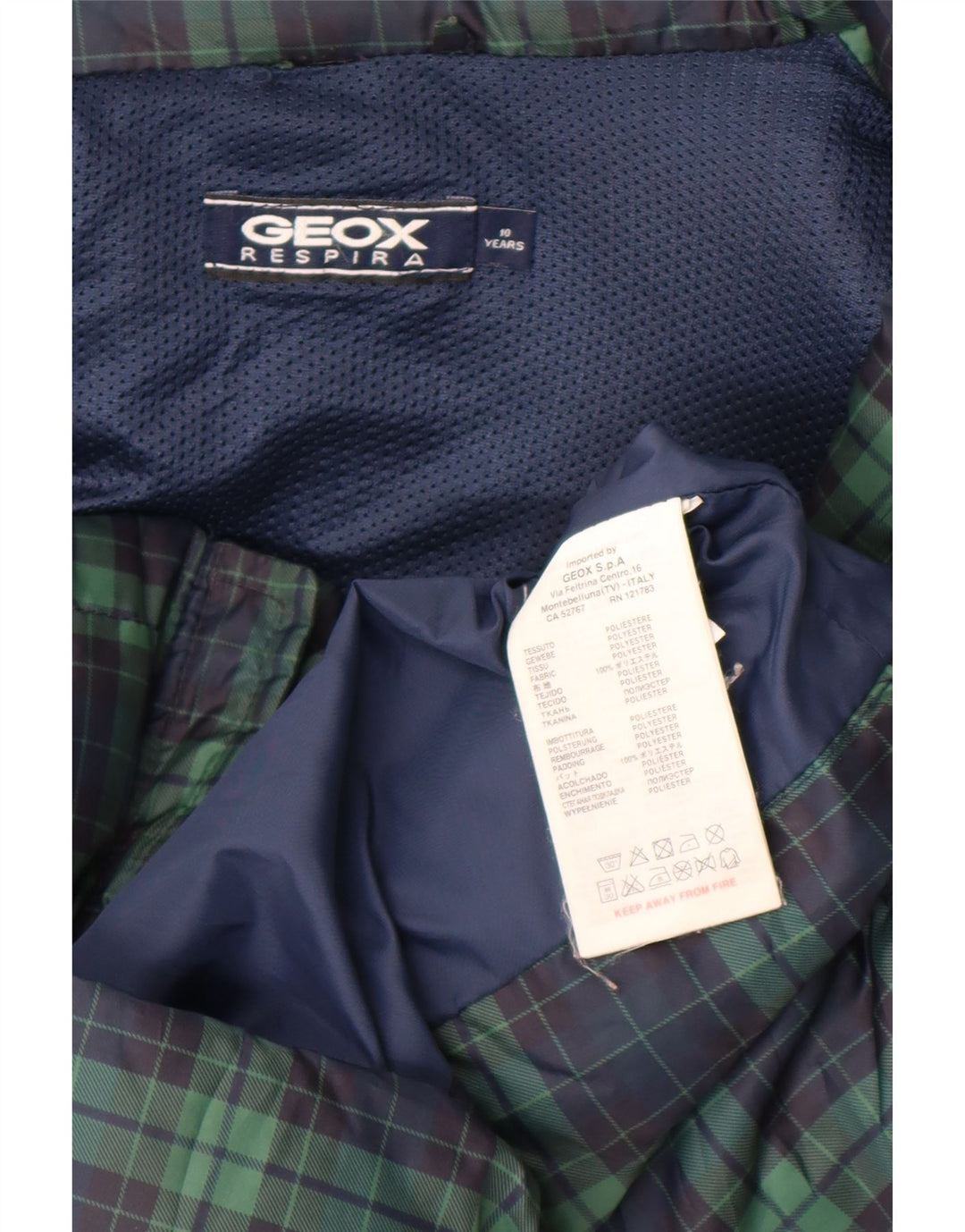 Geox Gilet rembourré garçon 9-10 ans Vert à carreaux Polyester