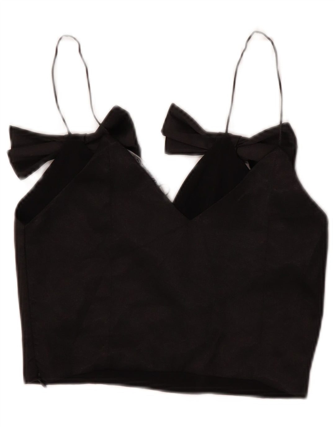 Zara Femmes Crop Cami Top UK 4 XS Noir Polyester