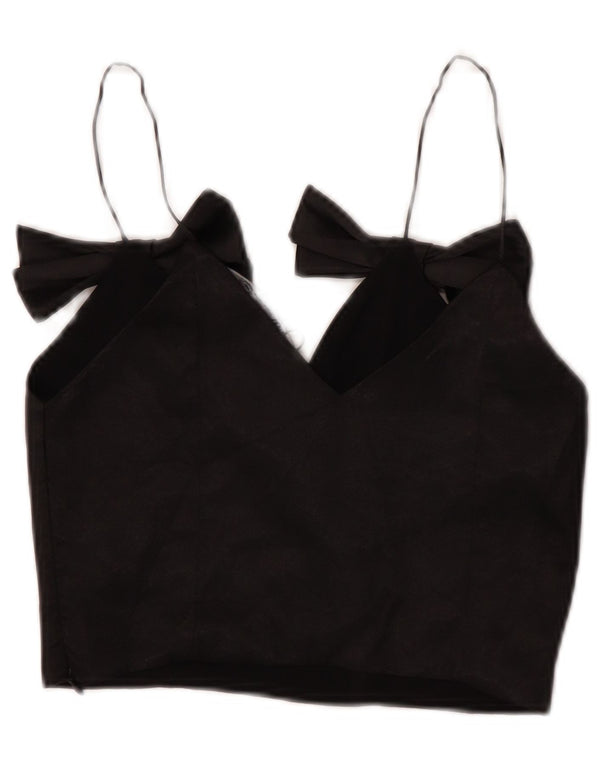 Zara Femmes Crop Cami Top UK 4 XS Noir Polyester