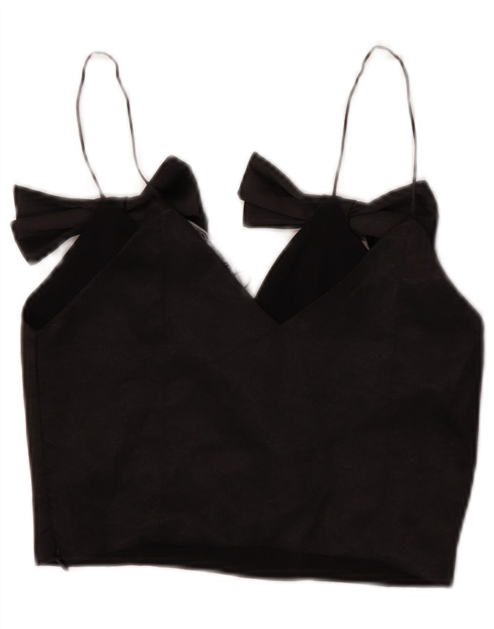 Zara Femmes Crop Cami Top UK 4 XS Noir Polyester